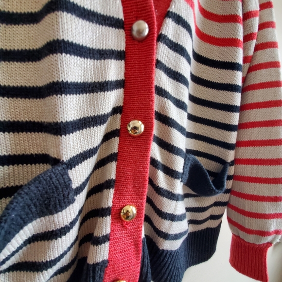 Vintage Neiman Marcus Sayres wellmore striped cardigan size 4 - Picture 5 of 11